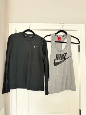 Nike Kids Black Long Sleeve Top & Gray Nike Logo Tank
